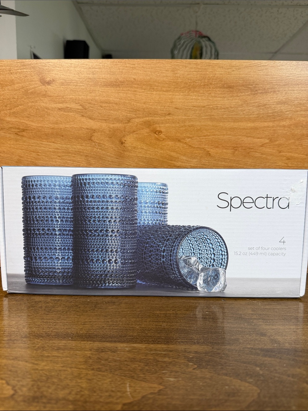 Spectra Blue Textured Glass Tumbler Set - 4 Pack